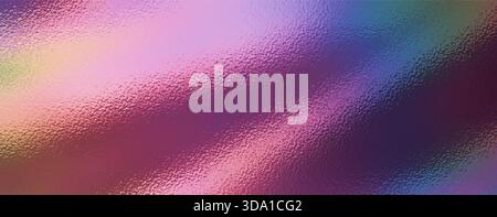 Hintergrund aus schillernder Regenbogenfolie mit seidenem holografischem Farbverlauf in hellen Neontönen. Glatte, glänzende, mehrfarbige Textur, die Rosa und Blau miteinander verbindet Stock Vektor