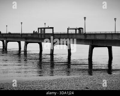 Deal Pier mit einer Länge von 300 Metern wurde im November 1957 eröffnet. Der Großteil der Betonverkleidung wurde 1997 ersetzt, Deal, Kent, Großbritannien Stockfoto
