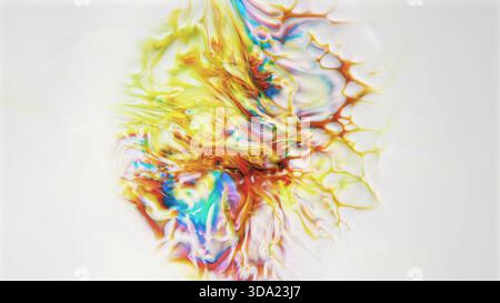 Abstrakter Fluidspalt mit lebendigen, wirbelnden Farben auf weiß Stockfoto