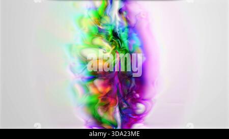 Abstrakter Fluidspalt mit lebendigen, wirbelnden Farben auf weiß Stockfoto