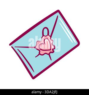 Ein gefalteter Brief, versiegelt mit einem herzförmigen Wachsstempel, weiche Papierstruktur, klare Vektorlinien, warme gedämpfte Palette, elegante romantische Schreibwaren Stock Vektor