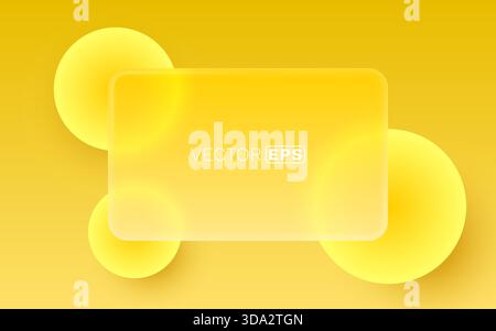 Gelber Glasrahmenhintergrund mit abstrakten Formen, perfekt für modernes digitales Design. Vektorabbildung Stock Vektor