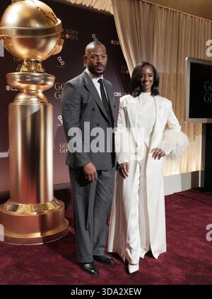 (L-R) Marlon Wayans und Skye P. Marshall bei der Ankündigung der 83. Jährlichen Nominierungen für Golden Globes im Beverly Hilton in Beverly Hills, KALIFORNIEN am Montag, 8. Dezember 2025. (Foto: Sthanlee B. Mirador/SIPA USA) Stockfoto