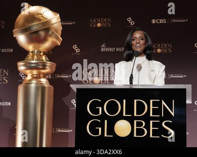 Skye P. Marshall bei der 83. Jährlichen Golden Globes Nominierung im Beverly Hilton in Beverly Hills, CA am Montag, 8. Dezember 2025. (Foto: Sthanlee B. Mirador/SIPA USA) Stockfoto