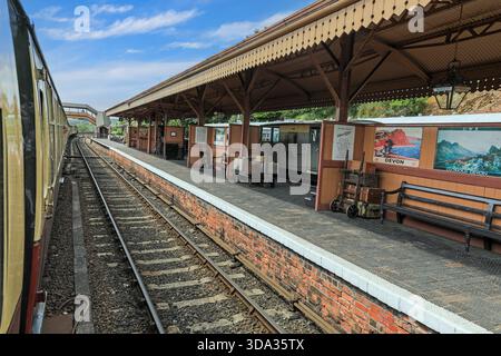 Der Bahnsteig zum Bahnhof Bewdley, Severn Valley Railway, Bewdley, Worcestershire, England, UK Stockfoto