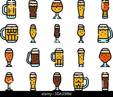 Craft-Bier-Sorten mit verschiedenen Glasarten Stock Vektor