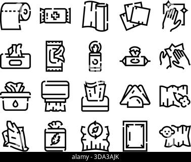 Hygienepapier Produkte Line Art Symbole Set Stock Vektor