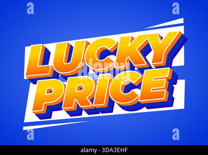Lebendiges Grafikdesign mit den Worten Lucky Price in kräftiger, farbenfroher Typografie auf blauem Hintergrund Stock Vektor
