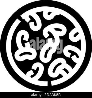 Pizza-Ikone mit Pilzbelag in Schwarzweiß Stock Vektor