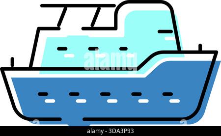Moderne Linienzeichnung mit den Symbolen des nautischen Boots Stock Vektor