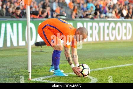 Rotterdam Niederlande 9. Juni 2017 World Cup Qualifier Niederlande Vs Luxemburg. Wesley Sneijder Ecke. Stockfoto
