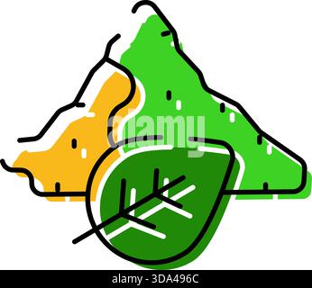 Scharfe geriebene Speisen mit grünem Blattdesign Stock Vektor