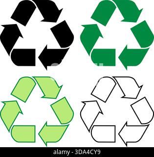 Recycling-Symbol in verschiedenen Farben, Vektorillustration Stock Vektor
