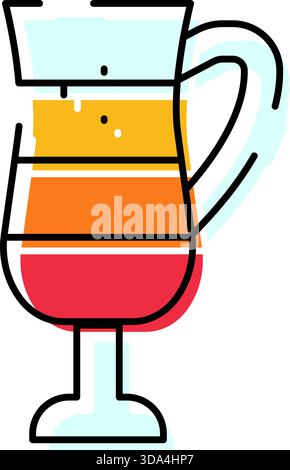 Mehrschichtiges Cocktailgetränk-Glas mit bunten Getränken Stock Vektor