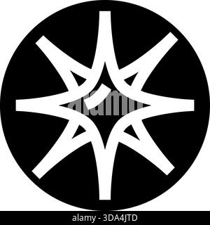 Abstraktes Sternenflechtsymbol in schwarzem Kreis Stock Vektor