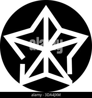 Abstrakte Sternform im schwarzen Kreisemblem Stock Vektor
