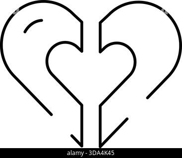Schwanenköpfe bilden eine minimalistische Linienzeichnung in Herzform Stock Vektor