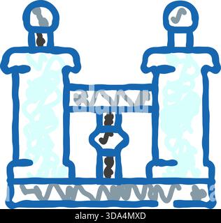 Industrielle hydraulische Pressmaschine Blue Line Art Stock Vektor