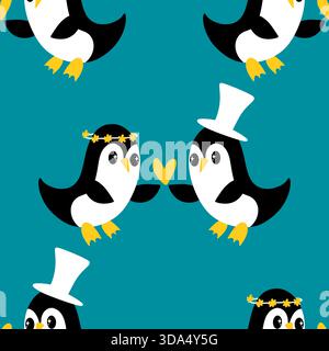 Nahtloses Pinguinmuster für Geschenkpapier und Stoffe sowie Bettwäsche und Kinderbekleidung und Neujahrsverpackungen sowie Noel Winter pac Stockfoto