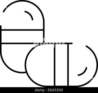 Zwei Medikamentenkapseln, die Gesundheit und Behandlung darstellen Stock Vektor
