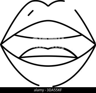 Offene Mundlinie, die das Kommunikationskonzept zum Ausdruck bringt Stock Vektor