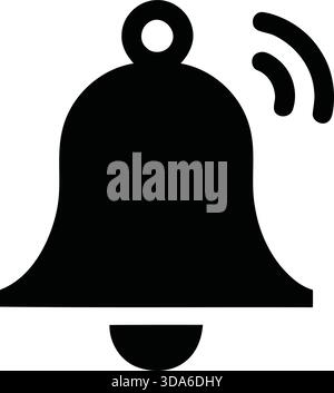 Einfaches Symbol einer Glocke mit einem Kreuzsymbol, das die Stummschaltung oder den Stummschaltmodus anzeigt Stock Vektor