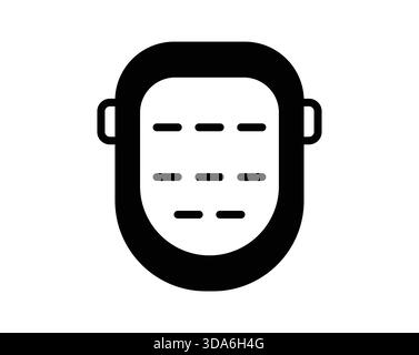 Diese schwarz-weiße Abbildung zeigt ein einfaches Kopfdesign mit horizontalen Linien. Es dient als kreatives Symbol für Identität oder Ausdruck in mi Stock Vektor