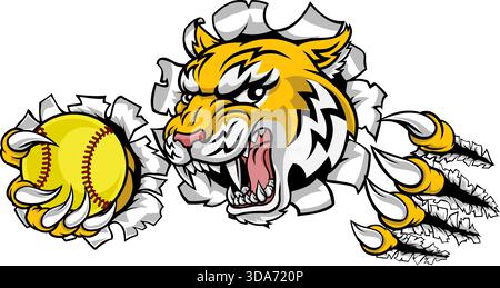 Wildcat Bobcat Bobcats Wildcats Softball Maskottchen Stock Vektor