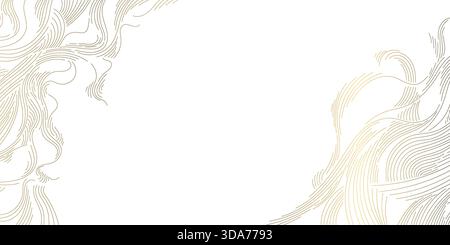 Eleganter goldener Wellenmuster Hintergrund, japanische, chinesische abstrakte Linien, geometrische Kurven. Vektorillustration, fließendes Wasser, Wolken, organischer Luxus Stock Vektor