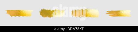 Set Goldfolie Pinselstriche Vektor Design Element. Abstrakte Anstriche goldener Textur luxuriöser Hintergrund. Isoliertes, goldfarbenes Texturelement mit grafischem Design Stock Vektor