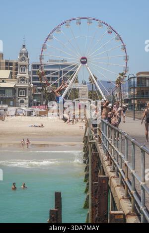 Adelaide, Australien 9. Dezember 2025 Ein Schwimmer springt vom Pier in Glenelg, Adelaide Credit Amer Ghazzal/Alamy Live News Stockfoto