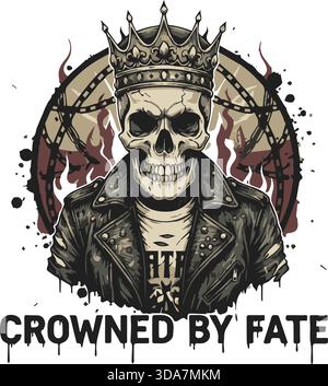 Gothic Skull Crown T-Shirt-Design Stock Vektor