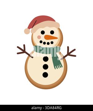 Niedlicher Cartoon-Schneemann aus runden Keksen Stock Vektor