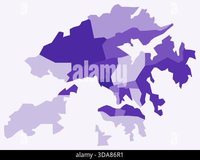 Karte von Hongkong mit Regionen. Nur eine einfache Ländergrenzkarte mit regionaler Aufteilung. Dunkelviolett. Stock Vektor