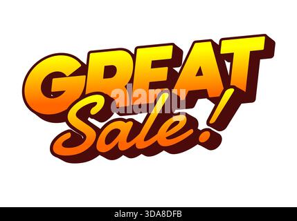 Eine lebendige und auffällige Grafik mit dem Text „GREAT Sale“! In einer stilisierten Schriftart mit einem Farbverlauf von Gelb nach Orange. Stock Vektor