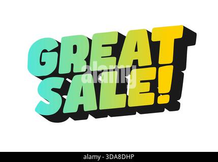 Eine lebendige und auffällige Grafik mit dem Text „Great Sale!“ In kräftigen, farbenfrohen Buchstaben mit Schatteneffekt. Stock Vektor