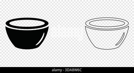 Silhouette und Kontur der Kaffeetasse, minimalistisches Design symbolisiert Heißgetränk, Café und tägliches Ritual. Stock Vektor