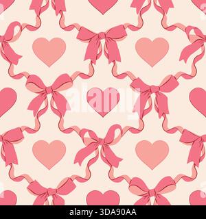Coquette Vintage Vignetten Bandrahmen mit Schleifen. Rosafarbene und rote Weihnachtsdesign-Elemente auf rosafarbenem Hintergrund. Liebe themenbezogene Vorlagen für Klassiker Stock Vektor