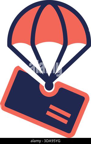 Abstrakte Icon-Illustration eines Fallschirms, der eine digitale Geldbörse trägt und eine sichere, schnelle und zuverlässige Online-Zahlung und -Finanzierung symbolisiert Stock Vektor