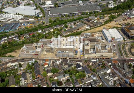 Hochschule Ruhr West HRW Mühlheim, Mühlheim an der Ruhr, Ruhrgebiet, Nordrhein-Westfalen, Deutschland, Europa, Luftaufnahme, Vogelperspektive, ph-wert aus der Luftlinie Stockfoto