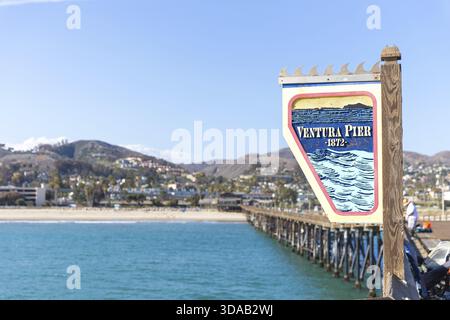 Venedig, Vereinigte Staaten - 21. MAI 2015: Ventura historischen Seebrücke Holzschild in Los Angeles USA Stockfoto