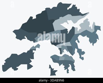 Karte von Hongkong mit Regionen. Eine einfache Ländergrenzkarte mit Gebietsaufteilung. Blau-graue Farbpalette. Stock Vektor