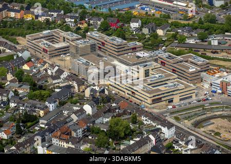 Hochschule Ruhr West HRW Mühlheim, Mühlheim an der Ruhr, Ruhrgebiet, Nordrhein-Westfalen, Deutschland, Europa, Luftaufnahme, Vogelperspektive, ph-wert aus der Luftlinie Stockfoto