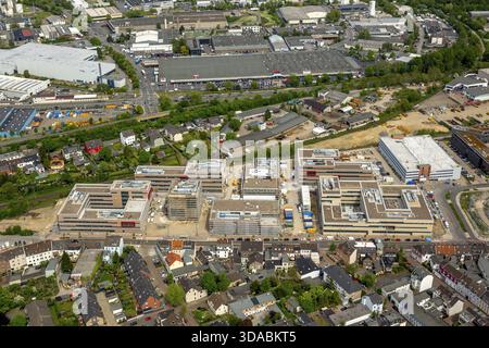 Hochschule Ruhr West HRW Mühlheim, Mühlheim an der Ruhr, Ruhrgebiet, Nordrhein-Westfalen, Deutschland, Europa, Luftaufnahme, Vogelperspektive, ph-wert aus der Luftlinie Stockfoto