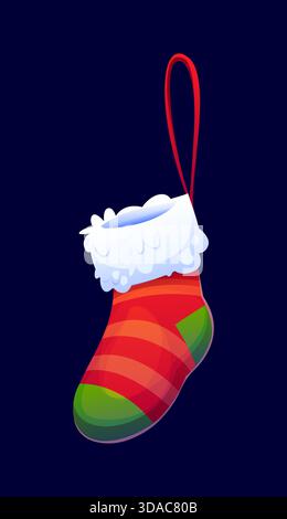 Zeichentrick Weihnachtsbaumschmuck, Geschenke Socke Stock Vektor