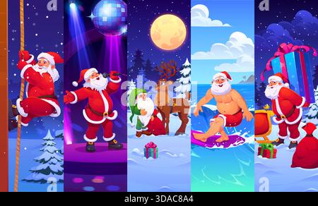 Zeichentrickfilm Weihnachtsmann Figuren Stock Vektor