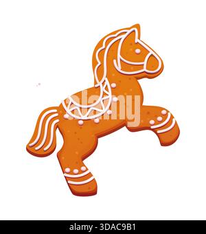 Weihnachten Lebkuchen Kekse Pferd für Silvester Stock Vektor