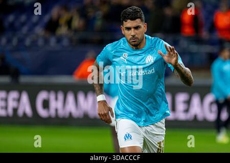 Brüssel, Belgien Dezember 2025. Emerson of Marseille während des MD6-Spiels der UEFA Champions League 2025/26 League zwischen Union SG und Olympique Marseille im RSC Anderlecht Stadium in Brüssel, Belgien am 9. Dezember 2025 (Foto: Andrew SURMA/ Credit: SIPA USA/Alamy Live News Stockfoto