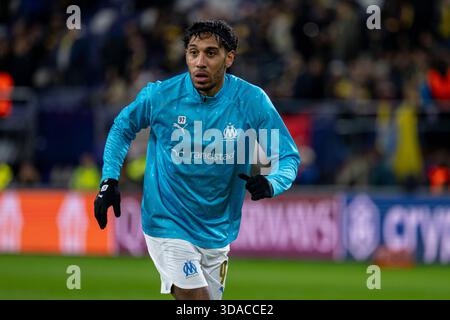 Brüssel, Belgien Dezember 2025. Pierre-Emerick Aubameyang aus Marseille während des MD6-Spiels der UEFA Champions League 2025/26 zwischen Union SG und Olympique Marseille im RSC Anderlecht Stadium in Brüssel, Belgien am 9. Dezember 2025 (Foto: Andrew SURMA/ Credit: SIPA USA/Alamy Live News Stockfoto