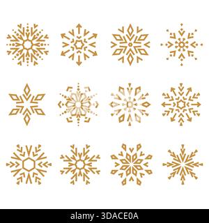 Schneeflocken-Icon-Kollektion. Grafischer Vektor modernes Ornament. Stock Vektor